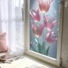 Květiny Okenní fólie na ochranu soukromí Vitráž Tulipán Motýl Statická okenní nálepka pro domácnost Kuchyň Kancelář Koupelnu