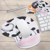 T3EE Cartoon Cow Mouse Pad With Integrated Wrist Cushion Firm Rubber Grip Wrist Support Mousepad For Desktop Stability