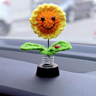Car  Decoration  Ornaments Hand-woven Sunflower Shake Head  Interior Decoration Flower Simulation  Pendent Car Styling