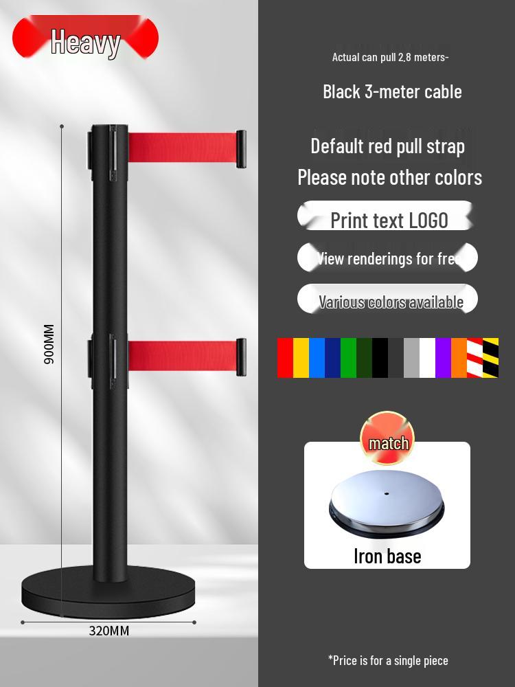 Retractable Queue Barrier Post with Belt