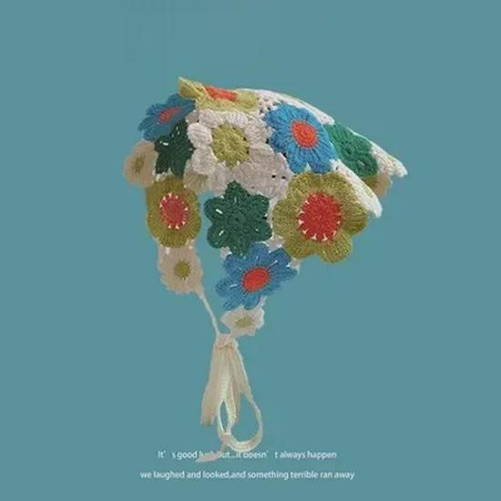 "Sweet & Cute Hand-Knitted Floral Headband: Spring/Autumn Travel Style"