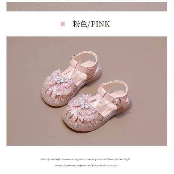Dívčí sandály Dětské princeznovské boty Nové letní Boty s měkkou podrážkou s křišťálovou mašlí na špičce Boty s osmi drápy