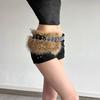 Rivet Leather Fur Belt PU Leather Plush Belt Simple Y2K Waistband  Daily