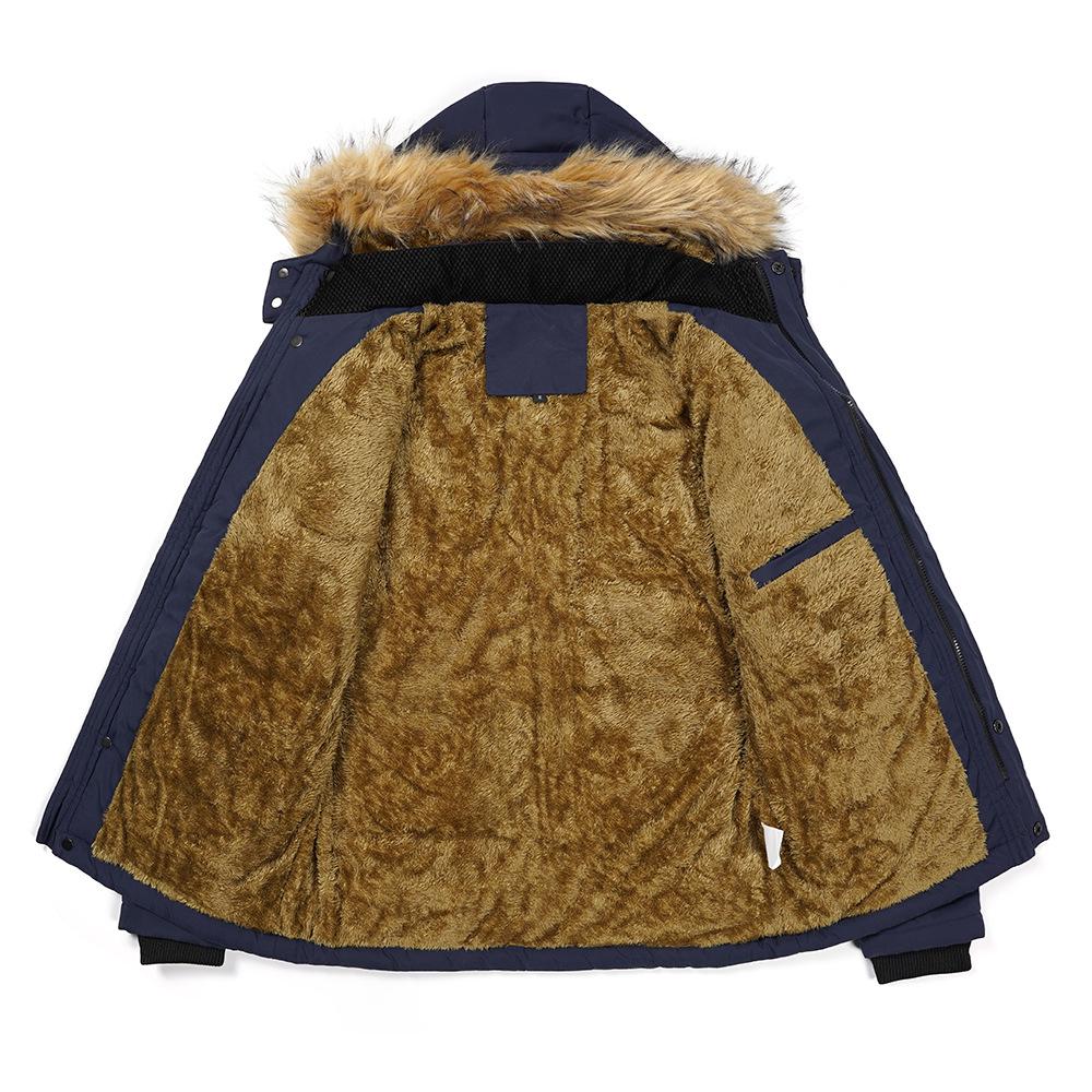 Men's Plus Size Hooded Winter Cotton Jacket with Fur Collar