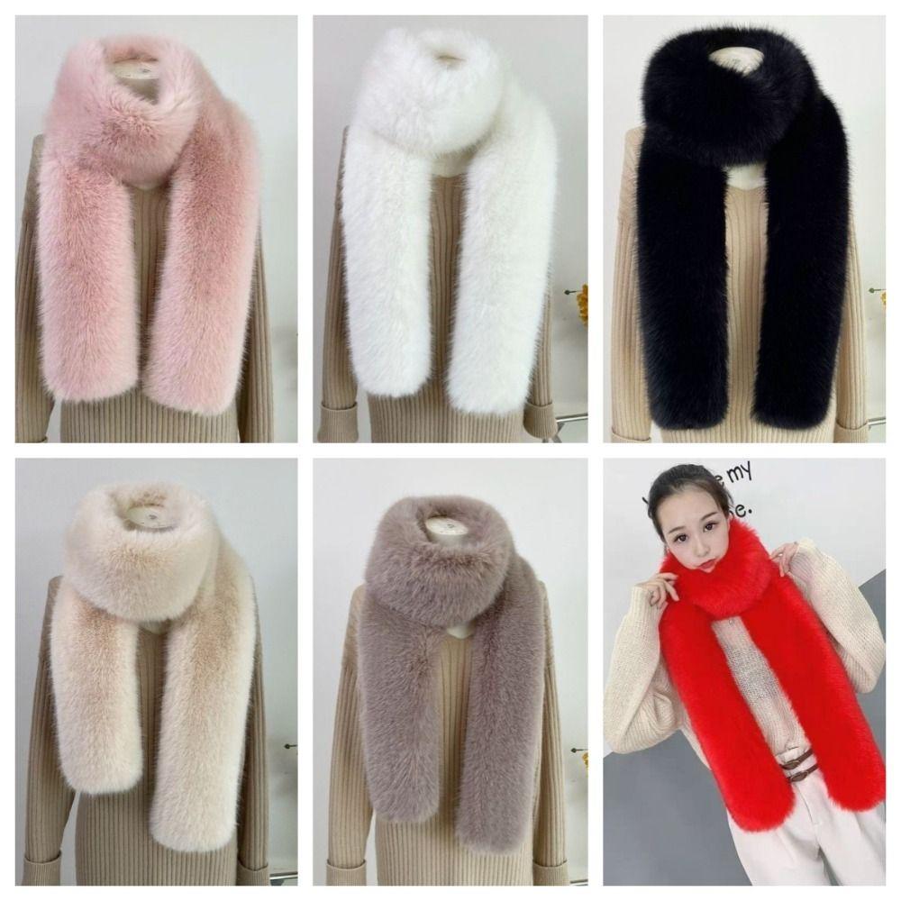 Long Imitation Mink Fur Scarf Thick Fluffy Long Scarf Luxury Plush Neck Warmer Party