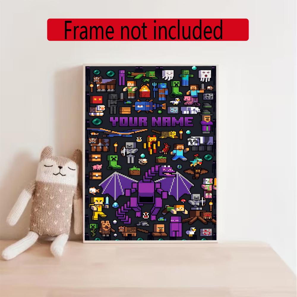 Minecraft Personalized Name Diamond Paintings Mosaic Wall Round Diamond Art Painting Kits Embroidery Crystal Accessories Frameless