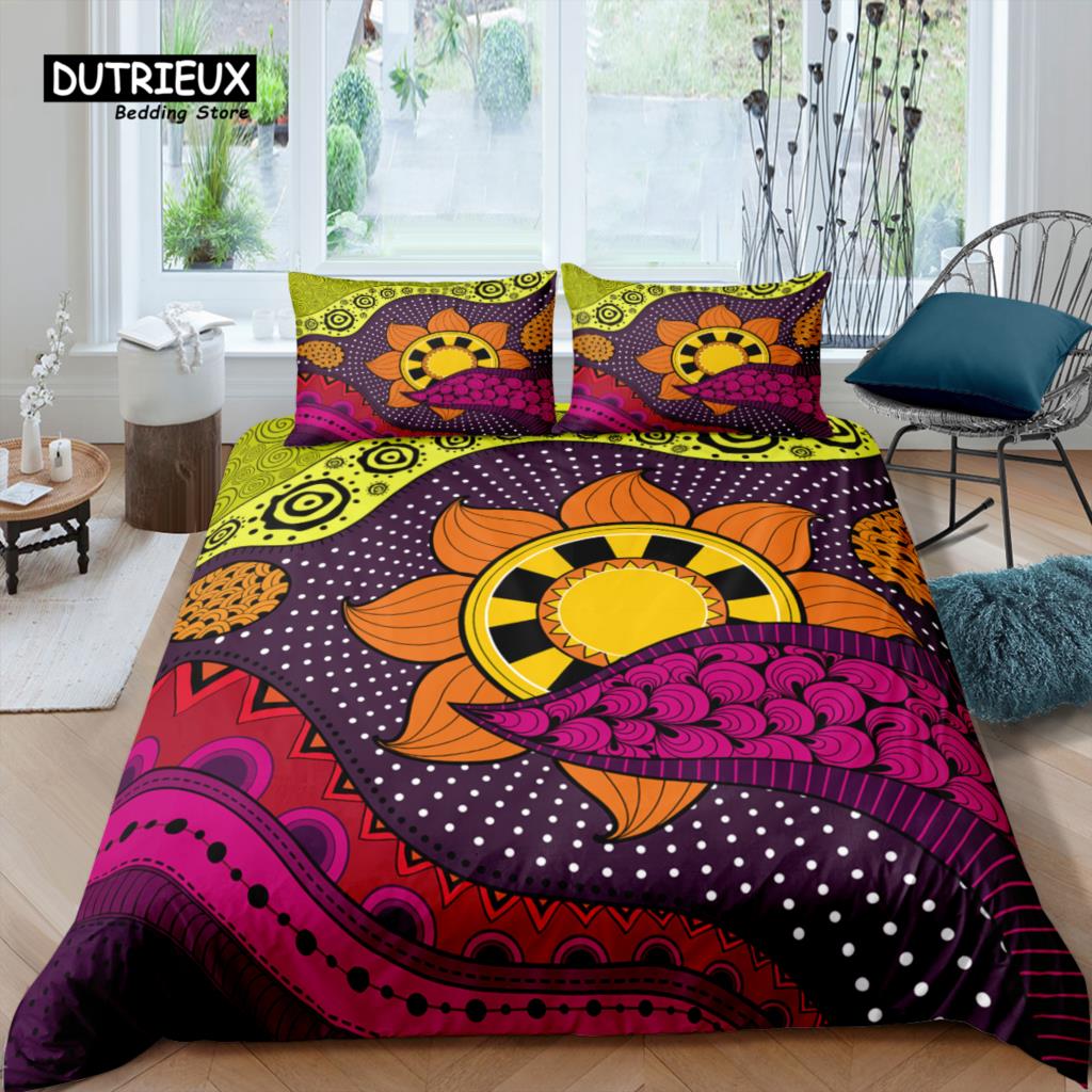 Home Living Luxury 3D Golden Bohemia Bedding Set Duvet Cover Pillowcase Kids Bedding Set Queen and King EU/US/AU/UK Size
