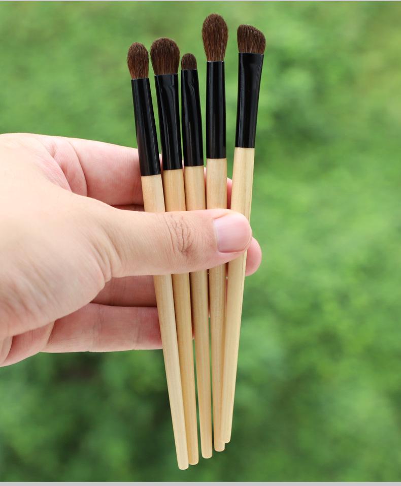5/8-Piece Eye Brush Set: Pony Hair Blending, Luminous Wood Handle, Slanted Eyebrow, Eyeshadow, Concealer Brushes
