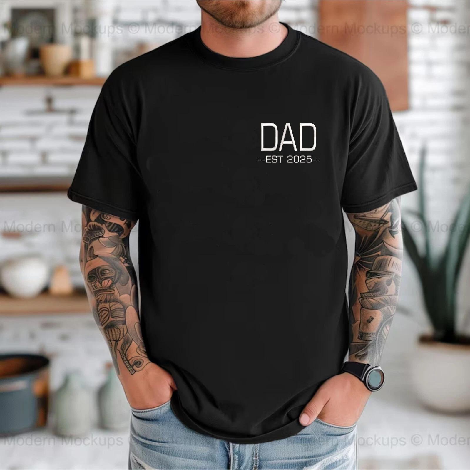 Personalized Embroidered Dad Tshirt, Custom Dad Est Shirt, Comfort Color Dad Top L