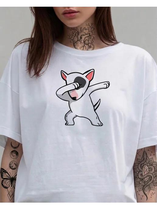 Bull Terrier dog breed print T-shirt for summer S