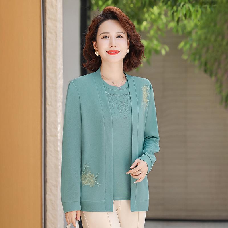 Elegant Spring Suit: Stylish Two-Piece Set for Middle-Aged and Elderly Women - Perfect for Casual Autumn Fashion