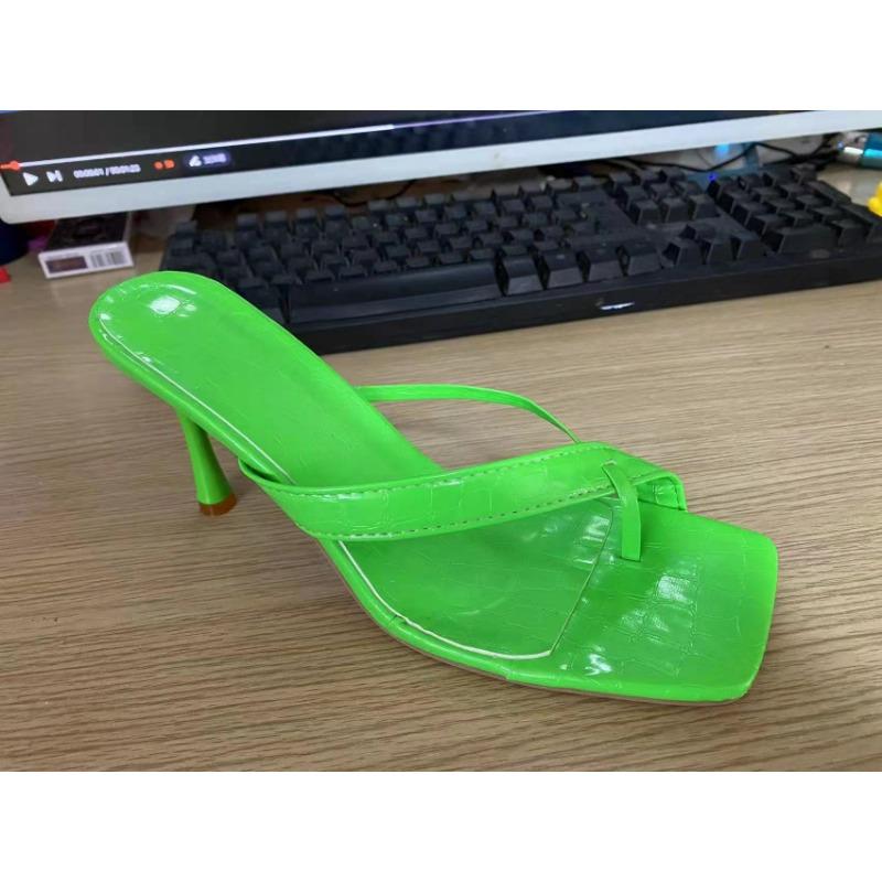 22 Summer New Stiletto Set Toe High Heel Sandals Women's Large Size Square Head Snake Pattern Herringbone Stiletto Cool Slippers
