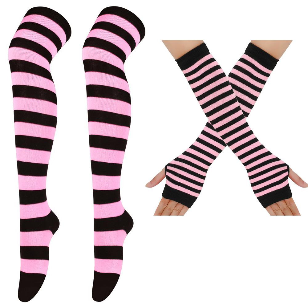 

Чулки до бедра Разноцветные Повседневные Перчатки Женские Девушки Полосатые Длинные Носки Гольфы выше колена One Size