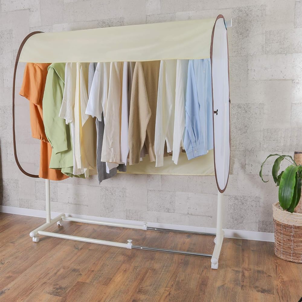 Astro Garment Cover, Light Beige, Laundry Cover, Hanger Rack Cover, Privacy Cover, Foldable, 711-38