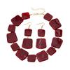 Wine Red Stud Earrings Resin Neck Chain Retro Necklace Earrings Set  for Women