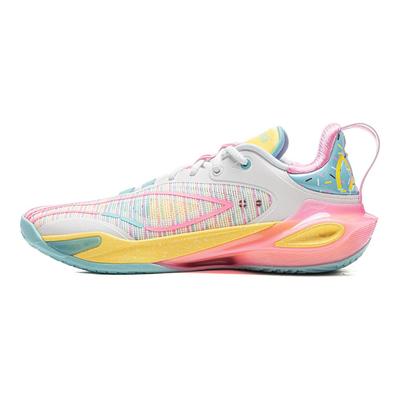Zapatillas de Baloncesto Li Ning Flash 11 Competición Profesional TPU Absorción de Impactos Resistente al Desgaste Caña Baja para Hombre Zapatillas Blancas Rosas Azules ABAU053-71