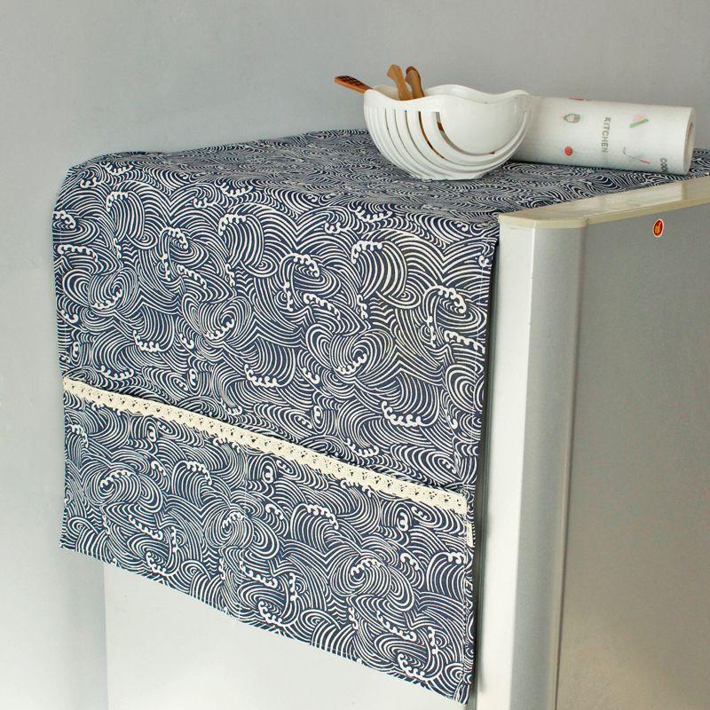 

Style Single Door Refrigerator Cover Dustproof Cover Cloth Double Door Refrigerator Top Cover Towel Washing Machine Cover Dustproof Fabric Craft Wind waves Single door/washing machine 52*140cm