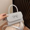 Pink Portable Bow Bag Women's 2025 New Spring and Summer Shoulder Messenger Bag Niche Fashion Cute Small Square Bag