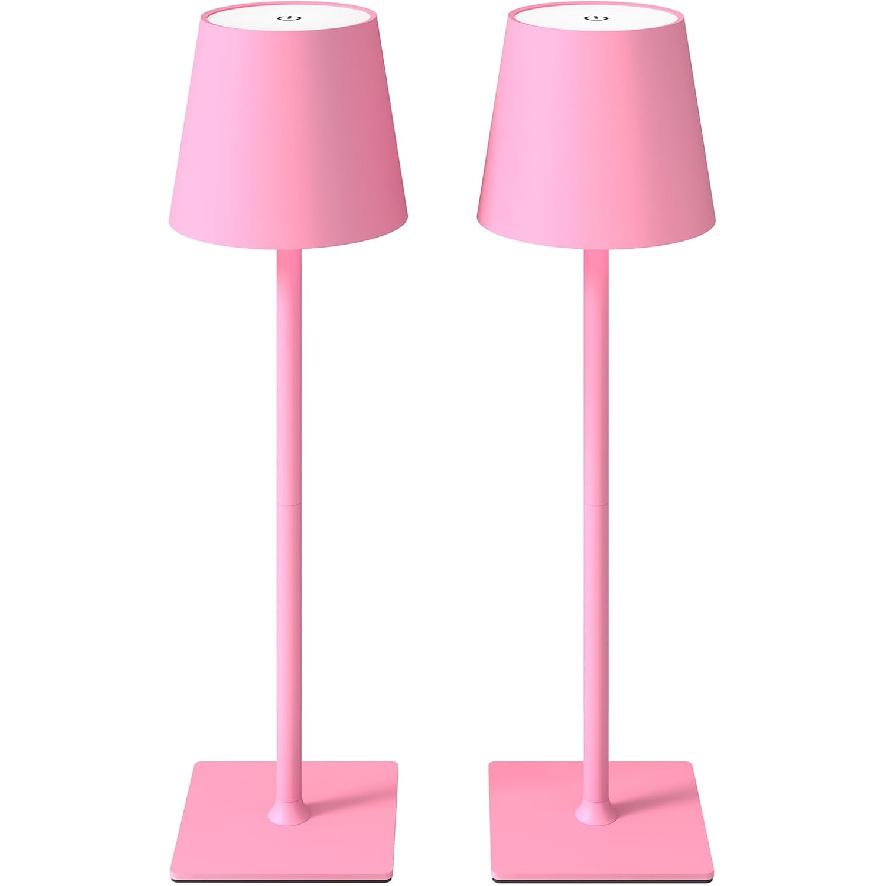 CHLORANTHUS 2 Pack Cordless Table Lamps, 3 Colors Stepless Dimming, 5000mAh Rechargeable Battery LED Desk Lamp for Bedroom/Couple