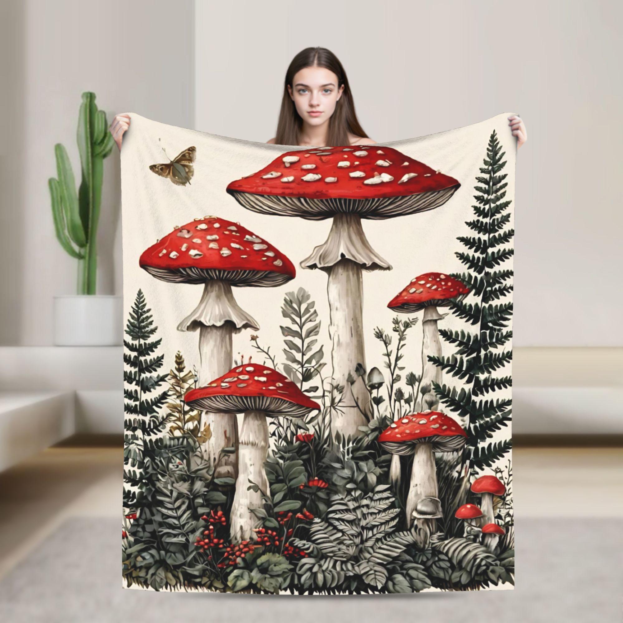 

Cartoon Mushroom Blankets Fleece Decoration Portable Super Warm Throw Blanket for Bedding Office Bedspreads 75x90cm