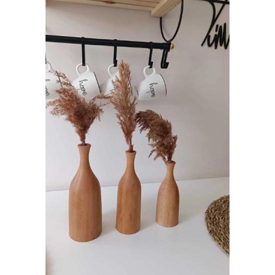 Decorative Wooden Vase Flower Pot 3 Pieces Size 20cm 18cm 15cm