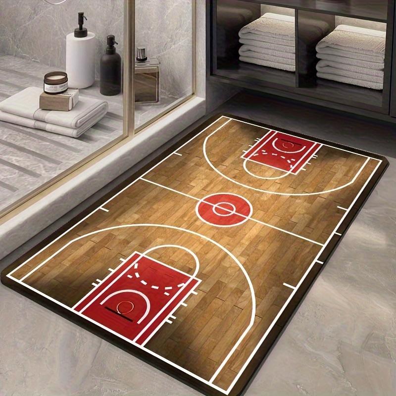 Basketball Court Non-slip Area Rug Machine Washable Large Crystal Velvet Carpet for Living Room Bedroom Decor