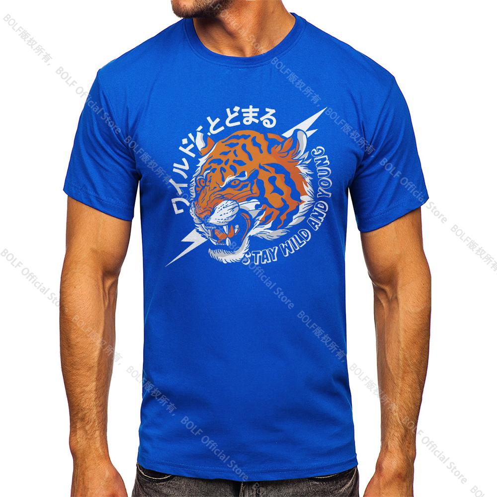 Men's Tiger Printed Vintage T-shirt Sport 100% Cotton Funny Tees for Men Women Sportswear Tops