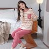 Ensemble de Pyjama pour Femme 100% Coton – Respirant, Absorbant la Sueur, Manches Longues Col Rond pour Porter à l'Intérieur et à l'Extérieur (Automne hiver)