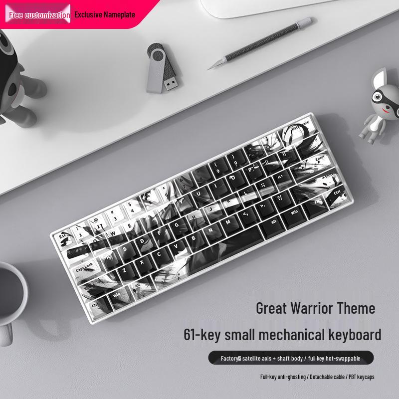 Makima Wireless Bluetooth Three-Mode 61-Key Mechanical Keyboard, Black with Blue Switches, Ideal for Gaming & Office Use