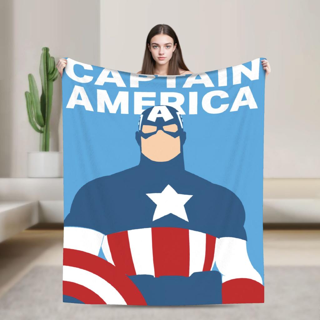 Captain America Flannel Blanket  Funny Throw Blanket for Bed Sofa Couch 150*125cm Plush Thin Quilt