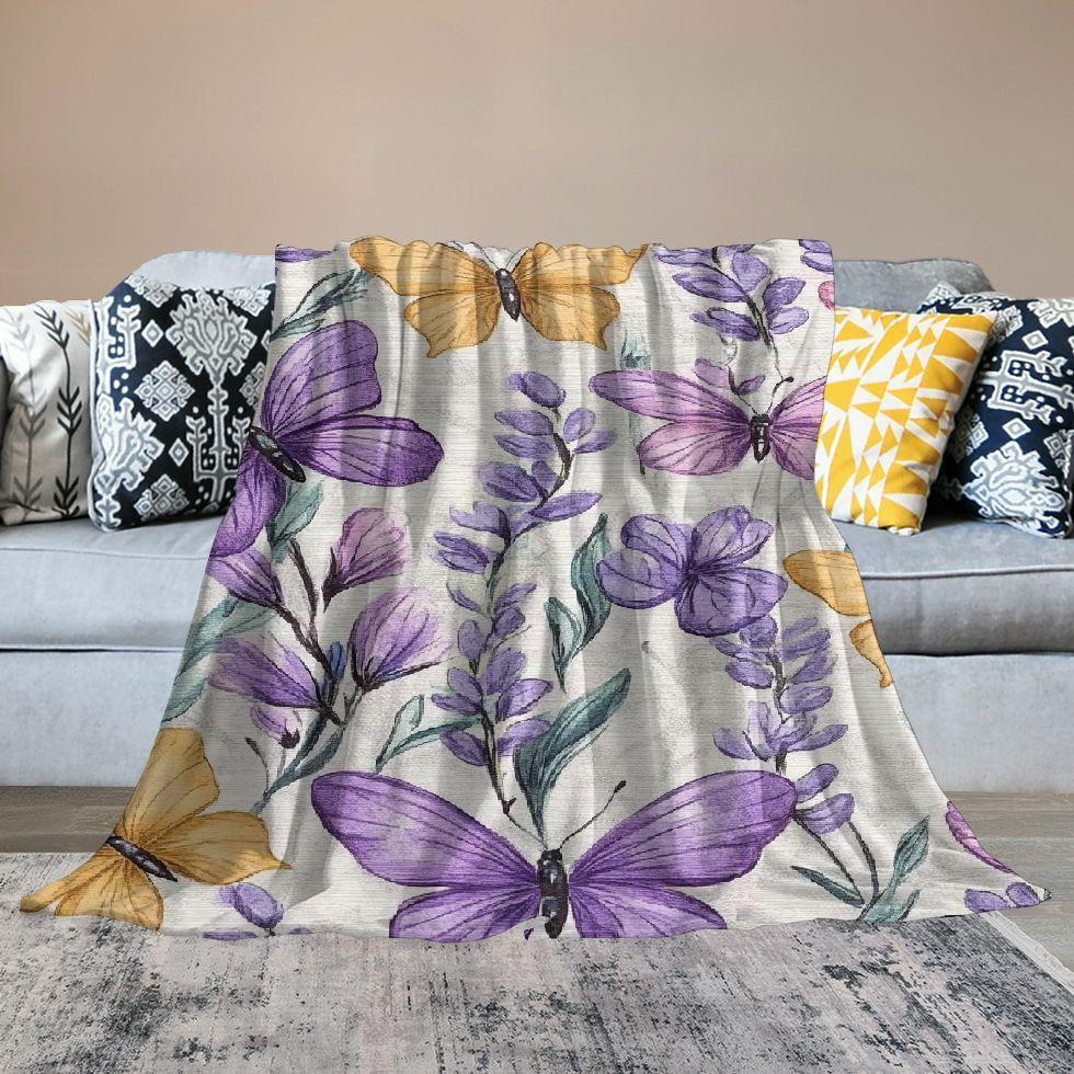 Lavendel-Serie digital bedruckte Polyester Schlafzimmer Samt Flanell Decke Fleece weiche Sofadecken für Betten