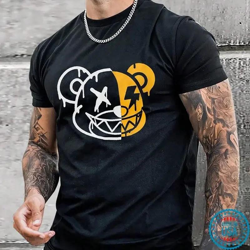 Emoji Cartoon Graphic Black Print Unisex T-Shirt L