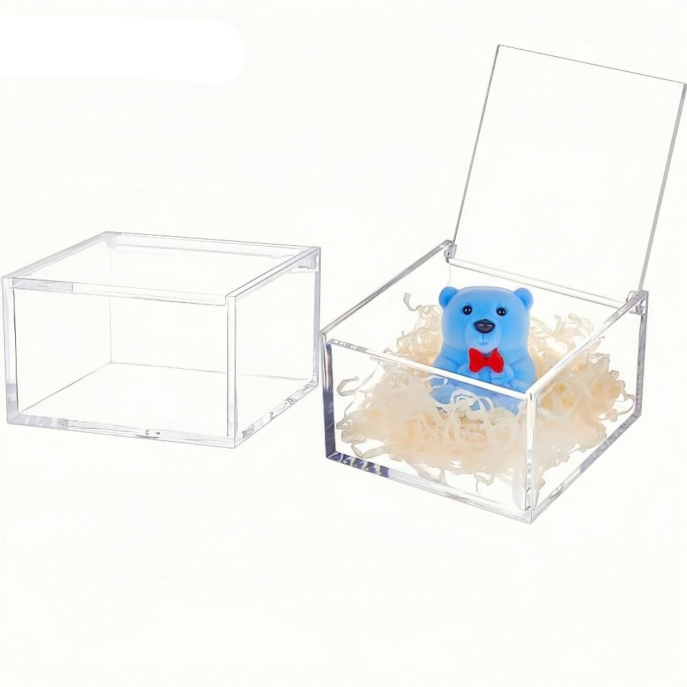 Square Cube Acrylic Box With Lids Stackable Design Transparent Container Transparent Case Clear Cube Box Decorative Use