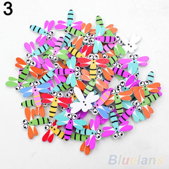 50pcs Lovely Sewing Cartoon Animal Elphant Dog Scrapbooking 2 Holes Wood