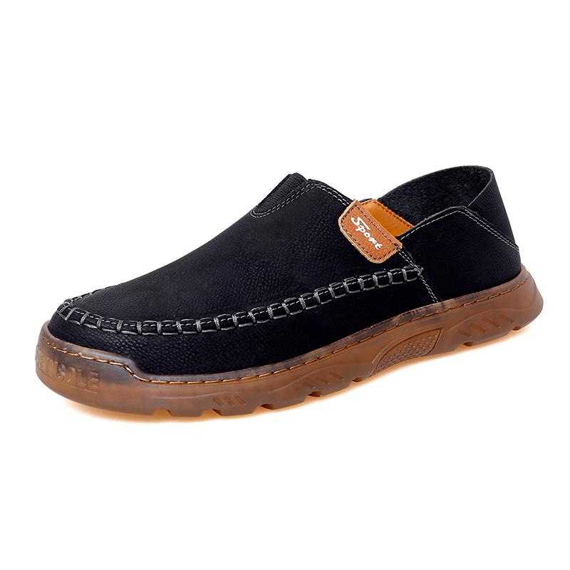 Men's Casual Fashion Shoes Slip-on Leather Shoes Hand-stitched Casual Walking Shoes Loafers Breathable Driving 38-47
