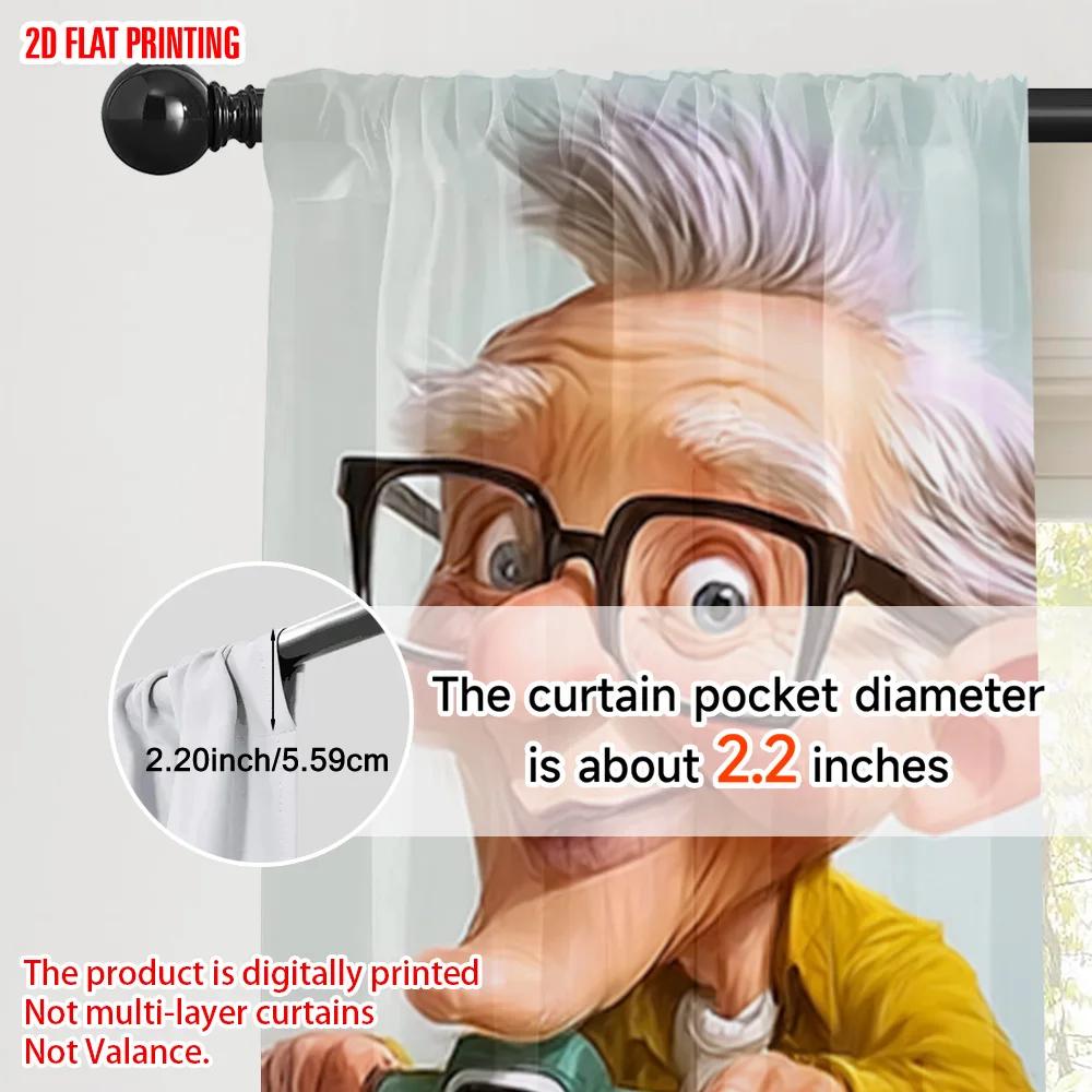 2pcs, plane printing Creative Curtains Creative ideas_ fun riding_ grandparents Versatile Durable Polyester (without rod)