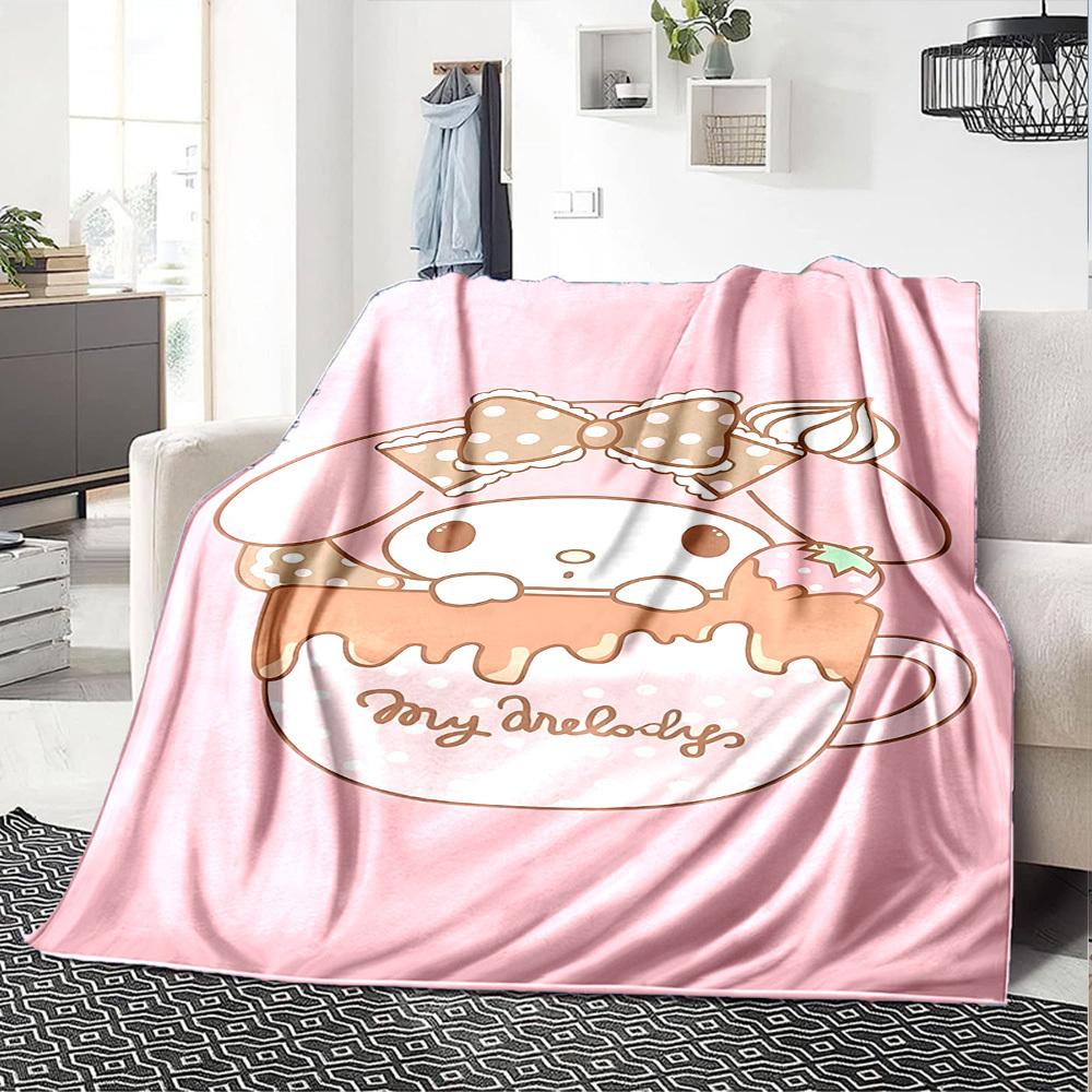 1pc My Melody blanket Lightweight Flannel Throw for Sofa Bed Travel Camping Livingroom Office Couch Chair