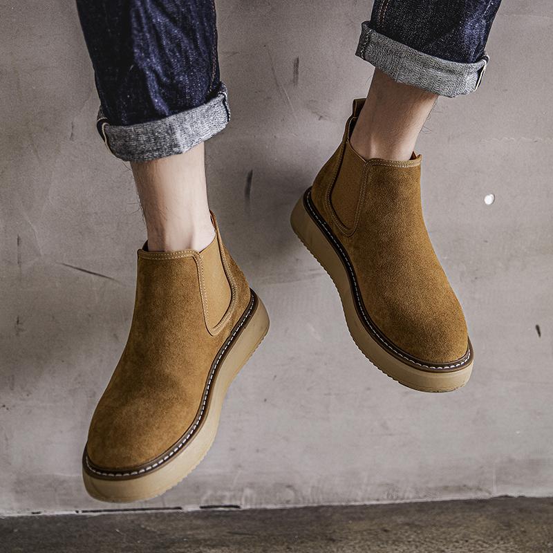 Herren Retro Wildleder Neuankömmling Chelsea Boots Herrenmode Stiefelette Herren Casual Britischer Stil Kurze Stiefel High-Top Schuhe