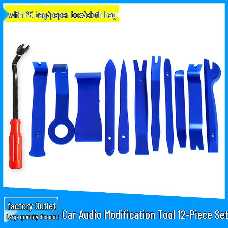 12-Piece Car Audio Interior Removal & Modification Tool Set - Blue Pry Bars & 6" Screwdriver Combo
