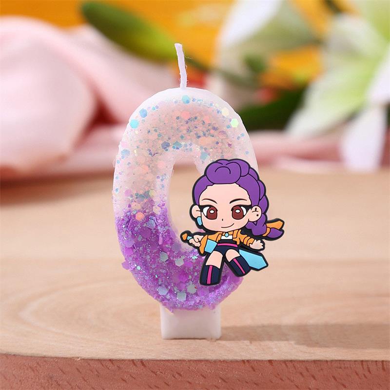 New Kpop Anime Demon Hunters Theme 3D Digital Candle Birthday Cake Decoration Number 0-9 Candle Kids Party Accessory Supply Gift