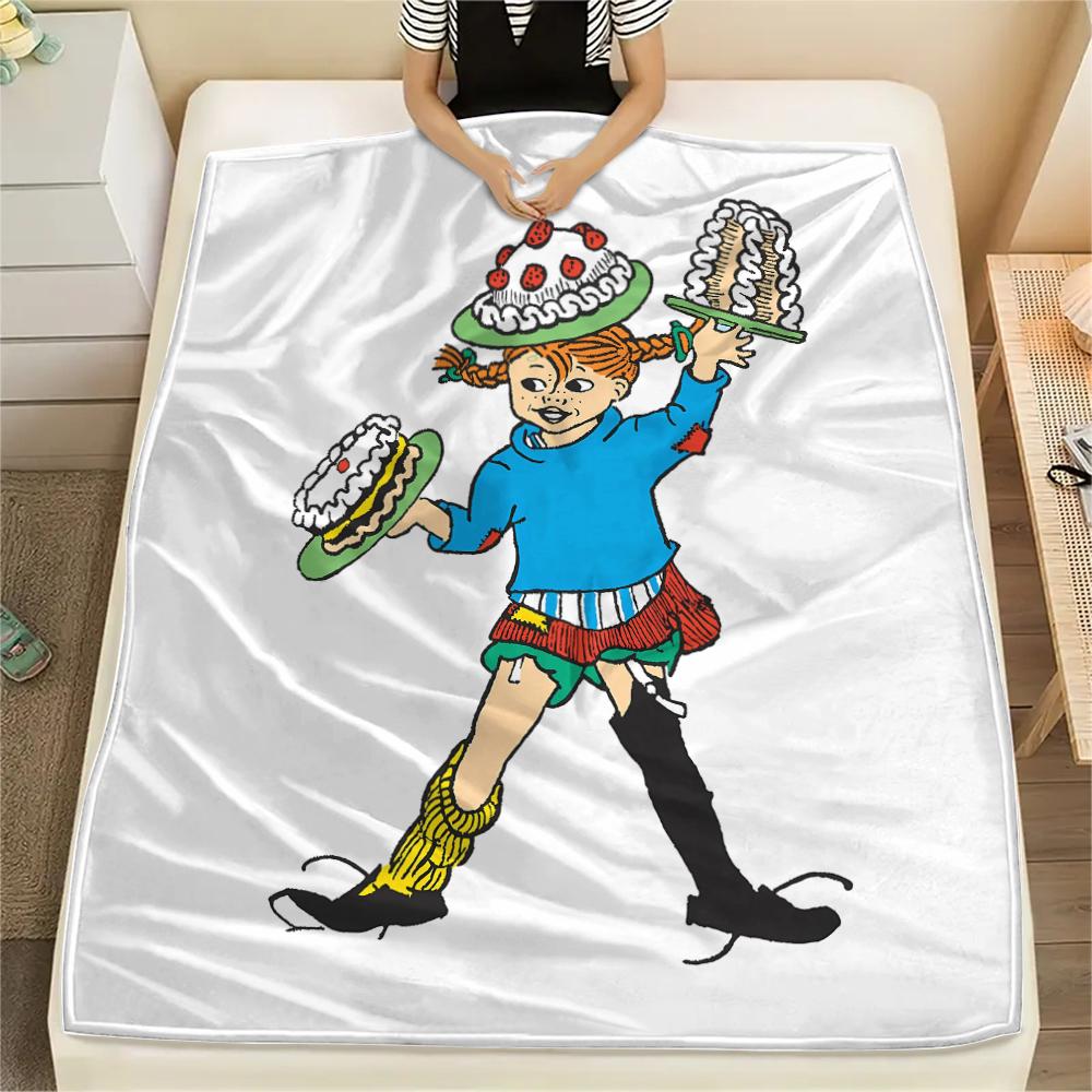 

1PC Pippi Longstocking Print Flannel Blanket, High quality All Seasons, Home Decor, Warmth and Comfort, Perfect for Christmas Gifts 150cm x 200cm
