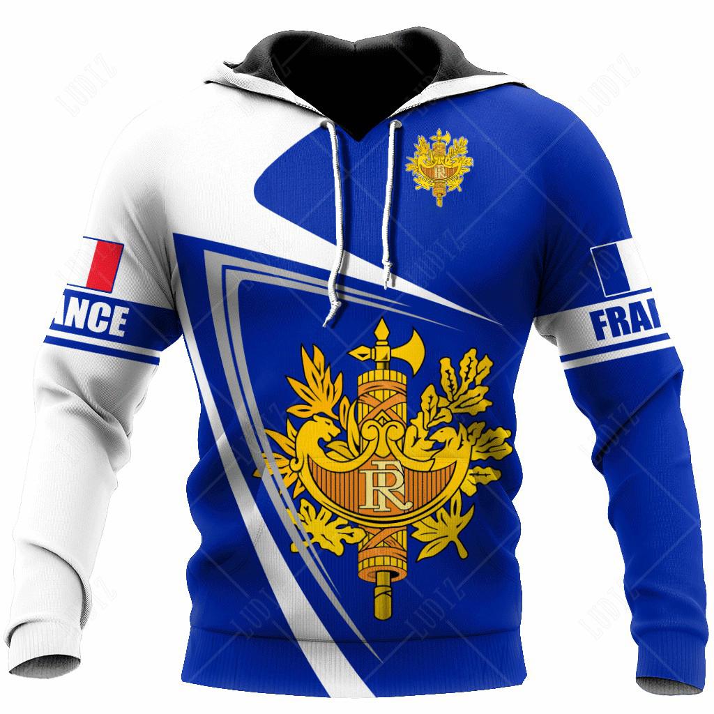France Hoodies Men's Hoodie 3D Print France Flag Tops Autumn Long Sleeve Streetwear Designer Hooded Hoodie For Men Clothing