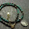 Silver One se Virgin Mary Necklace with Miraculous Medal, Turquoise, and Black Spinel [43cm Long] Natural Stone Beads for Men