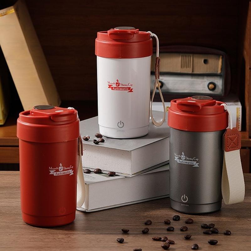 316 Nonrust Steel Auto Stirring Travel Mugs With Intelligent Temperature Monitor 300ml Capacity Leak proof Designs Home Office Use