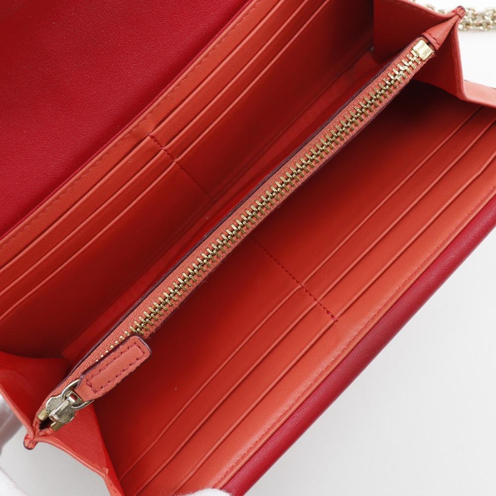 MCM Patricia Kette Brieftasche Colorblock Vicetos Braun / Rosa Leder/PVC Damen Gebraucht