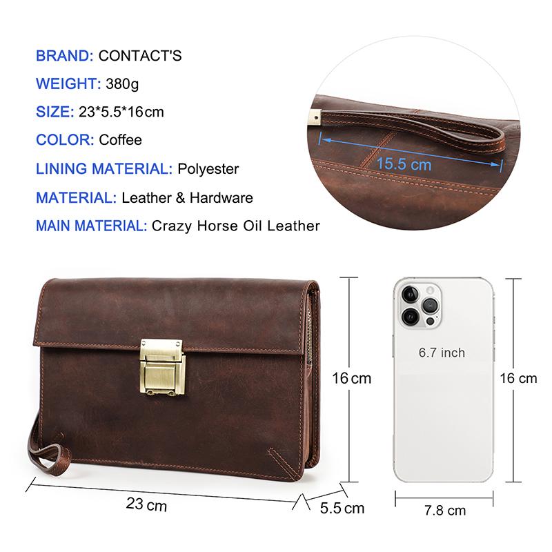 Genuine Leather Men Clutch Bag Luxury Male Handbag Large Capacity Bag High Quality
