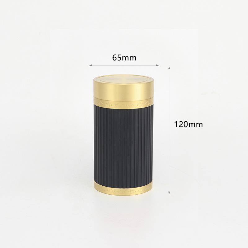 Brass Metal Tea Storage Canister, Moisture-Proof and Portable, Sealed Aluminum Design чёрный
