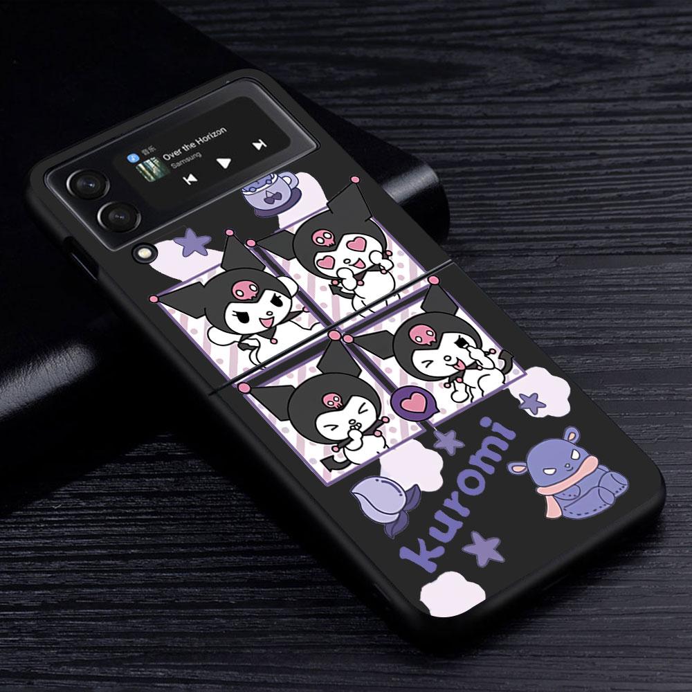Cinnamoroll My Melody Case for Samsung Galaxy Z Flip4 Flip3 5G PC Hard Cell Phone Shell Z Flip 4 3 Black Coque Zflip4 Cover