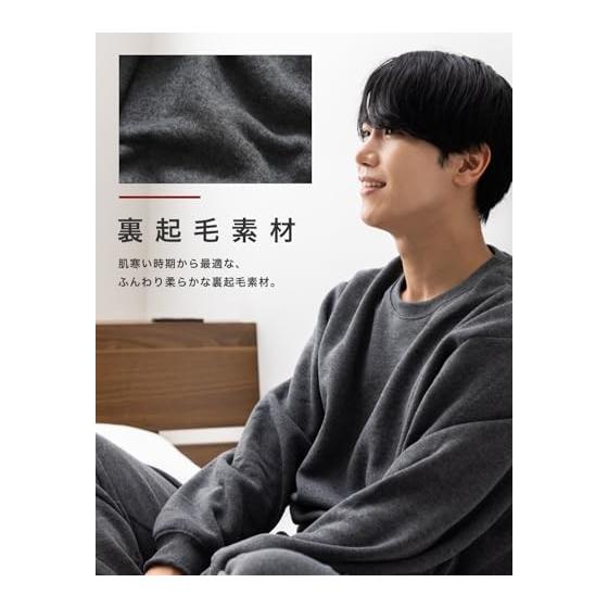 [Nutopia] Sweatshirt, Brushed Lining, Men's Top and Bottom Set, Autumn/Winter Room Wear, Loose Silhouette, Unisex, Loungewear Setup, Cold Protection,