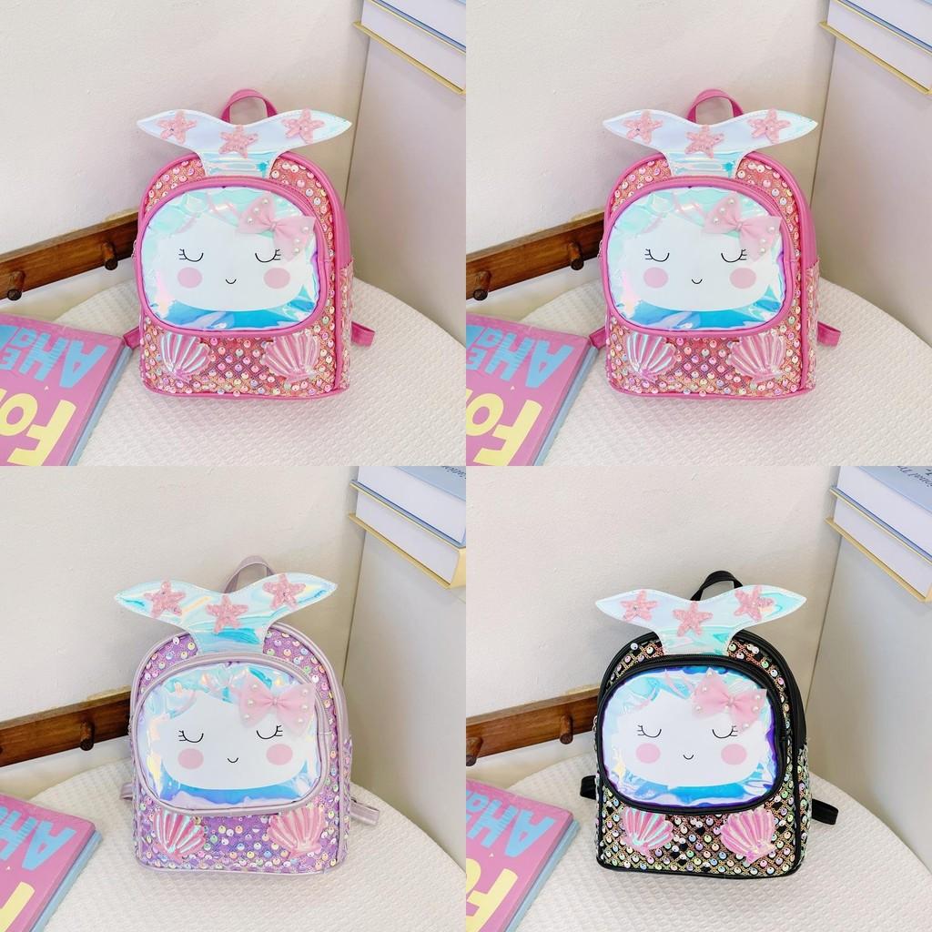 Kindergarten Girls Backpack With Mermaid Theme And Waterproof Polyester Interior
